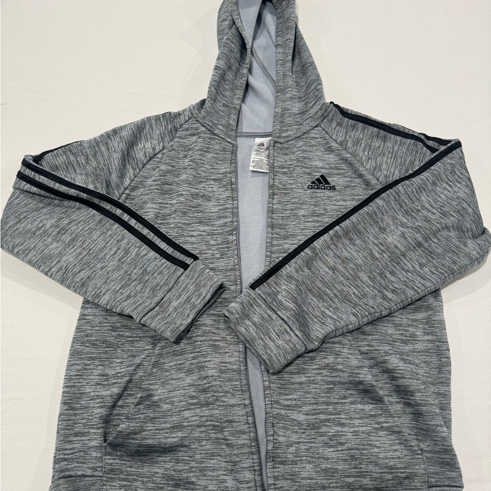 Adidas Kids Heather Gray Zip-Up Hoodie